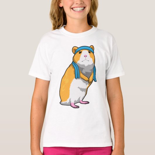 Hamster bij Fitness met handdoek T-shirt (Voorkant)