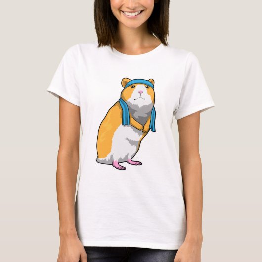 Hamster bij Fitness met handdoek T-shirt (Voorkant)