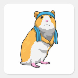 Hamster bij Fitness met handdoek Vierkante Sticker