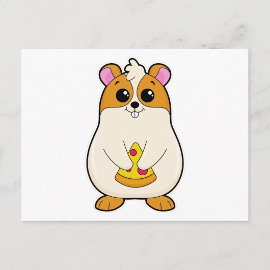 Hamster bij het eten van pizza briefkaart (Voorkant)