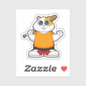 Hamster bij honkbal met honkbalknuppel sticker (Vel)