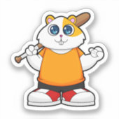 Hamster bij honkbal met honkbalknuppel sticker (Voorkant)