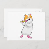 Hamster bij muziek met fluit briefkaart (Voorkant / Achterkant)