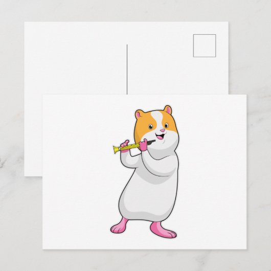 Hamster bij muziek met fluit briefkaart (Voorkant / Achterkant)