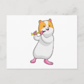 Hamster bij muziek met fluit briefkaart (Voorkant)