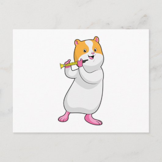 Hamster bij muziek met fluit briefkaart (Voorkant)