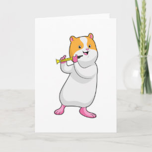 Hamster bij muziek met fluit kaart