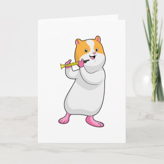 Hamster bij muziek met fluit kaart (Voorkant)