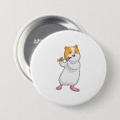 Hamster bij Muziek met Flute Ronde Button 7,6 Cm (Voorkant /achterkant)