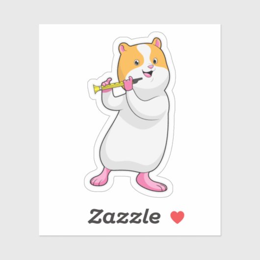 Hamster bij Muziek met Flute Sticker (Vel)