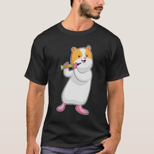 Hamster bij Muziek met Flute T-shirt (Voorkant)