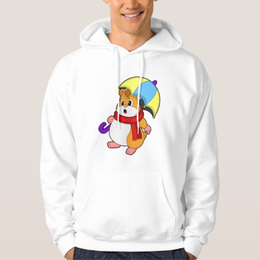 Hamster bij Regen met Umbrella Hoodie (Voorkant)