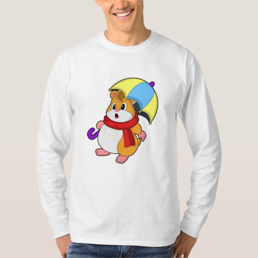 Hamster bij Regen met Umbrella T-shirt (Voorkant)