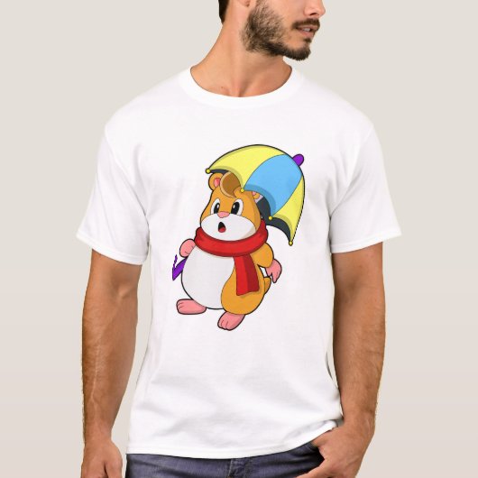 Hamster bij Regen met Umbrella T-shirt (Voorkant)