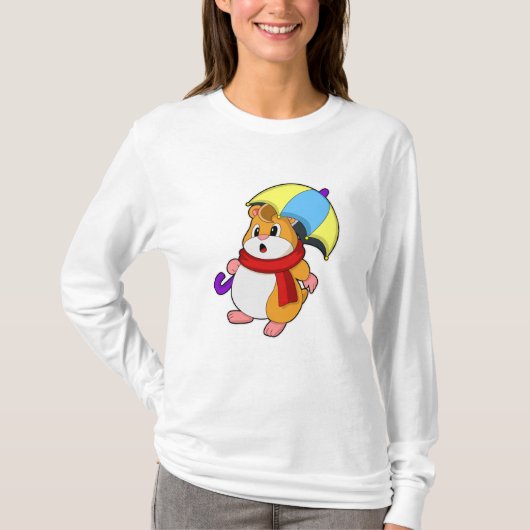 Hamster bij Regen met Umbrella T-shirt (Voorkant)