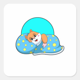 Hamster bij Slapen met Dekentje.PNG Vierkante Sticker