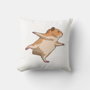 Hamster bij yoga rekt benen kussen