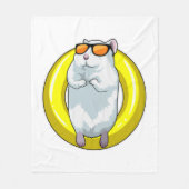 Hamster bij zwemmen met Swim ring Fleece Deken (Voorkant)