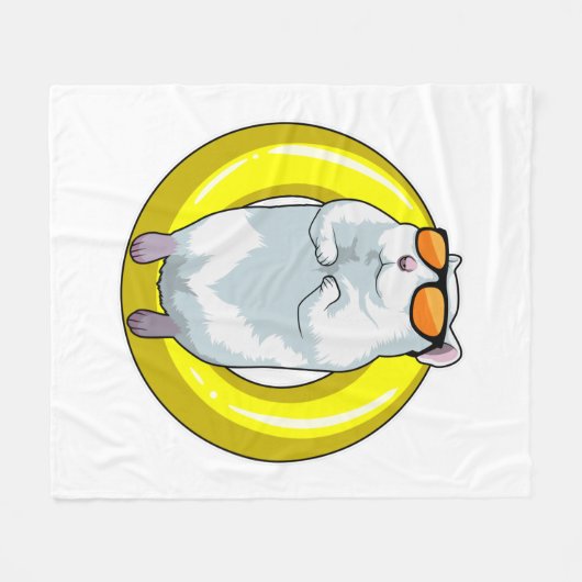 Hamster bij zwemmen met Swim ring Fleece Deken (Voorkant (Horizontaal))