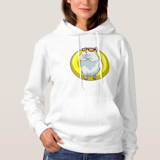 Hamster bij zwemmen met Swim ring Hoodie (Voorkant)