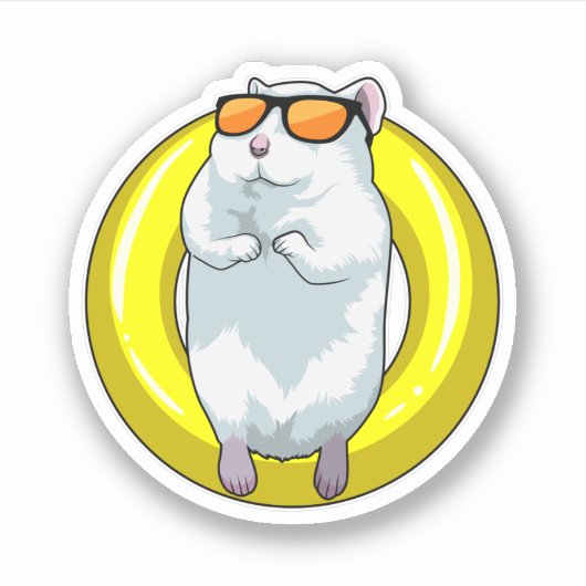 Hamster bij zwemmen met Swim ring Sticker (Voorkant)