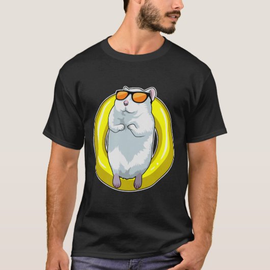 Hamster bij zwemmen met Swim ring T-shirt (Voorkant)