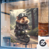 Hamster Biker Raamsticker (Cafe Raam)