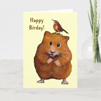 Hamster & Bird: Happy Bird Day, Birthday Kaart
