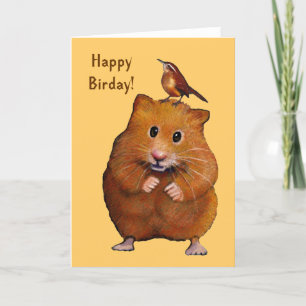 Hamster & Bird: Happy Bird Day, Birthday Kaart