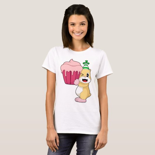 Hamster Birthday Cupcake T-shirt (Voorkant volledig)