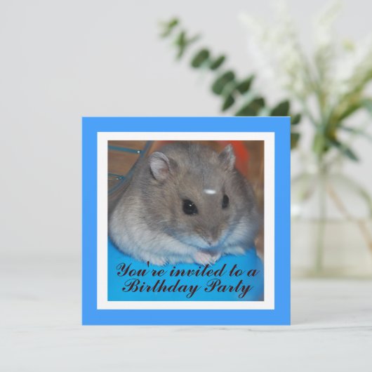 Hamster Birthday Party Invitation Kaart (Staand voorkant)