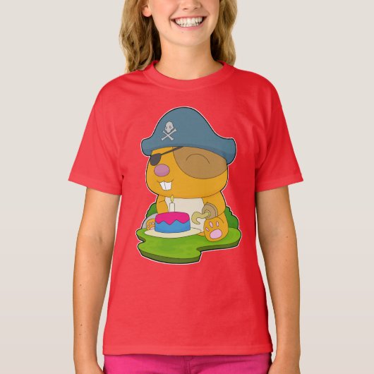 Hamster Birthday Pirate T-shirt (Voorkant)