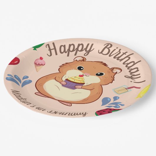 Hamster Birthday Pool Party Papieren Bordje (Gekanteld)