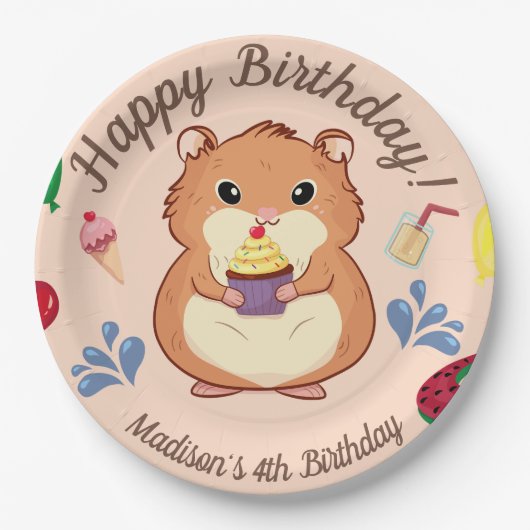Hamster Birthday Pool Party Papieren Bordje (Voorkant)