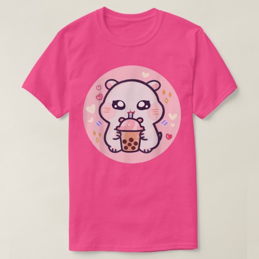 Hamster Boba Thai Milk Tea Bubble Tea Anime Kawaii T-shirt (Design voorkant)