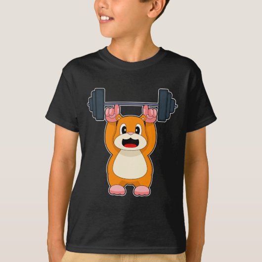 Hamster Bodybuilder Dumbbell Bodybuilding T-shirt (Voorkant)