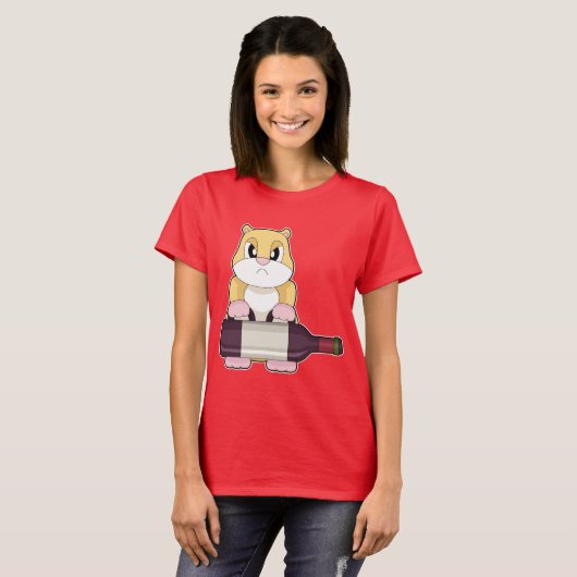 Hamster Bottle Red wine T-shirt (Voorkant volledig)