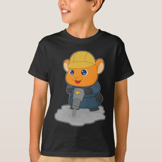 Hamster Bouwvakker Jackhammer Bouw T-shirt (Voorkant)