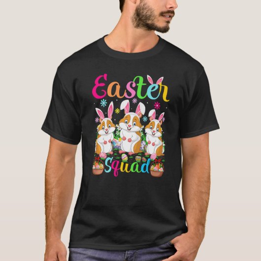 Hamster Bunny Ear Funny Easter Squad Hamster Happy T-shirt (Voorkant)