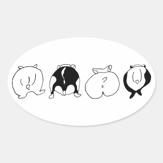 Hamster Butts Ovale Sticker (Voorkant)