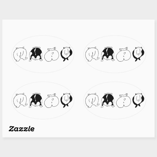 Hamster Butts Ovale Sticker (Vel)
