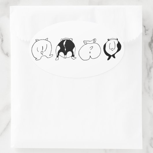 Hamster Butts Ovale Sticker (Tas)