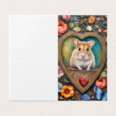 Hamster Cameo, Hart en Bloemen Portret Kaart (Buitenkant ongevouwen)