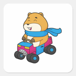 Hamster Car Vierkante Sticker
