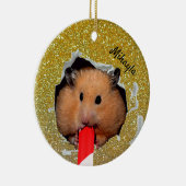 Hamster Chews Hole in Glittery Golden Ornament (Rechts)