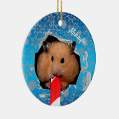 Hamster Chews Hole in kerstversiering Keramisch Ornament (Rechts)