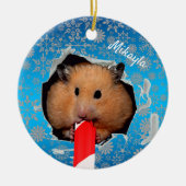 Hamster Chews Hole in kerstversiering Keramisch Ornament (Voorkant)