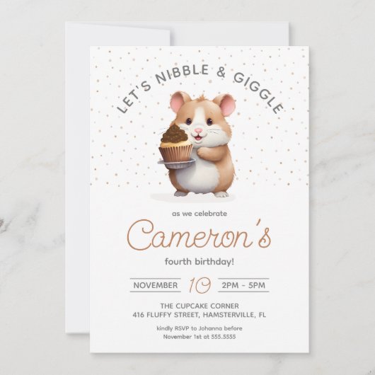 Hamster, Chocolade Cupcake Verjaardag van kinderen Kaart (Voorkant)