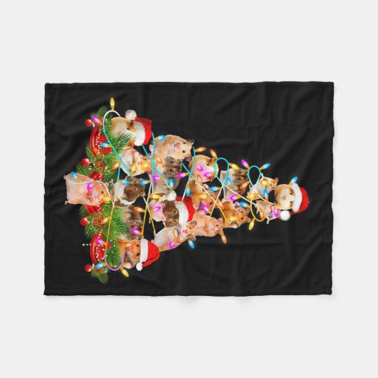 Hamster Christmas Tree Led Funny Hamster Snow Chir Fleece Deken (Voorkant (Horizontaal))