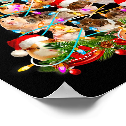 Hamster Christmas Tree Led Funny Hamster Snow Chir Poster (Hoek)